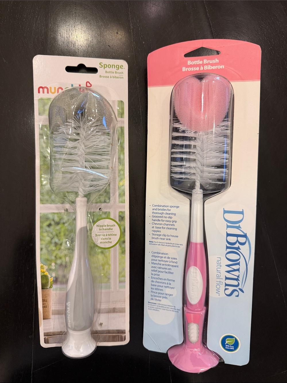 Munchkin & Dr. Brown's Bottle Brushes - Pink and Gray - NEW